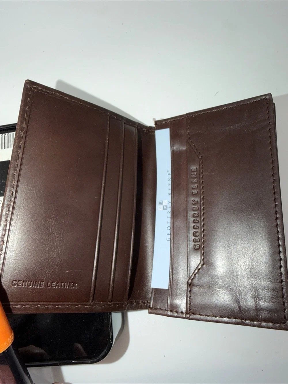 Geoffrey Beene Chestnut Brown Leather Pocket Slim Card Case